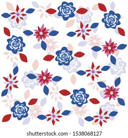Bright  floral background made of flowers and leaves. Vector pattern can be used for wallpapers, pattern fills, web page backgrounds,surface textures. Gorgeous floral background