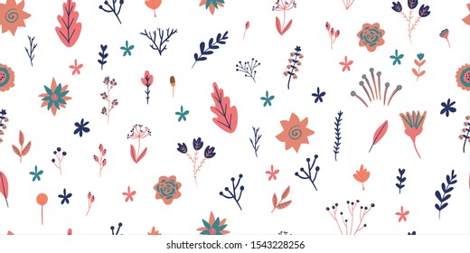 Bright floral background made of flowers and leaves. Vector pattern can be used for wallpapers, pattern fills, web page backgrounds,surface textures. Gorgeous floral background