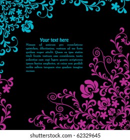 Bright floral background on black