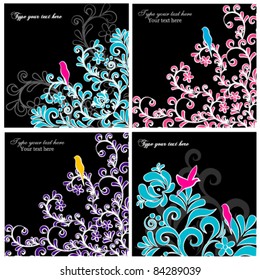 Bright floral background set