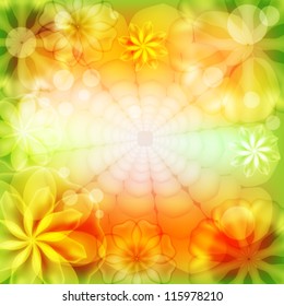 Bright floral background with transparent elements