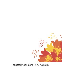 Bright floral background from vector handmade drawings on a white isolated background.