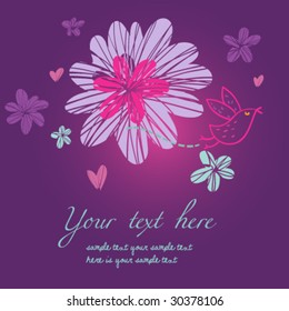 Fondo floral brillante en violeta