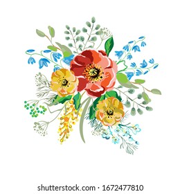 Bright floral bouquet on a white background