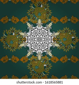 Bright floral collage blossom flowers blue, green and yellow. Blossom lilies seamless background. Amazing collage paradise style for floral design.
