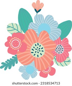 Bright floral composition and Bouquet of spring wildflowers