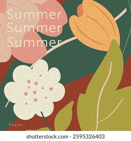  Bright floral design wishing 'Hello Summer' in vibrant colors, celebrating the season of warmth and joy. Summer holidays, vacation travel