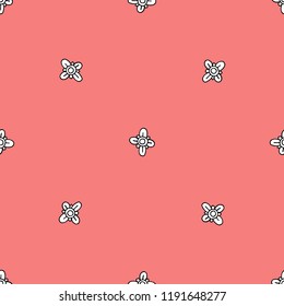 bright floral doodle pattern, cute black and white flowers on a bright pink background, eps8