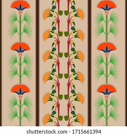 Bright floral egyptian style vector seamless pattern for decoration, wrapping, textile.