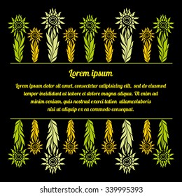bright floral frame on black background.vector illustration