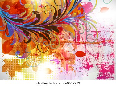 Bright floral grunge background