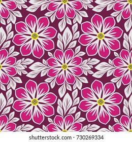 Bright floral Pattern with beautiful pink Flowers