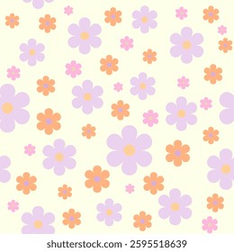 Bright floral pattern with cream background. Vector graphics