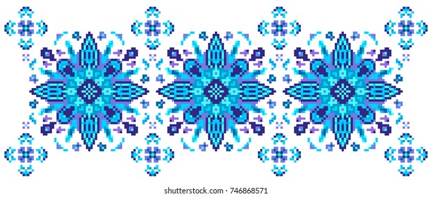Bright floral pattern for cross-stitching. Abstract vector illustration