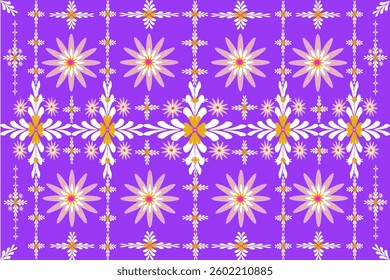 Bright floral pattern on a purple background
