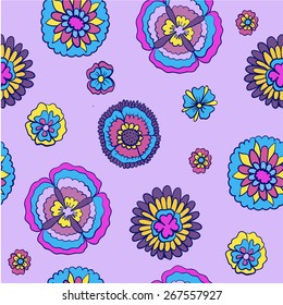 bright floral pattern on a purple background vector illustration