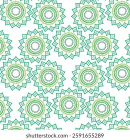 Bright Floral Pattern with Repeating Geometric Design