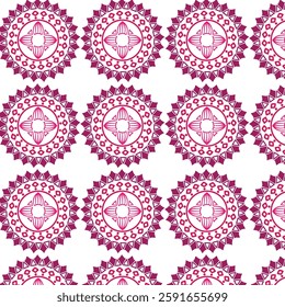 Bright Floral Pattern with Repeating Geometric Design