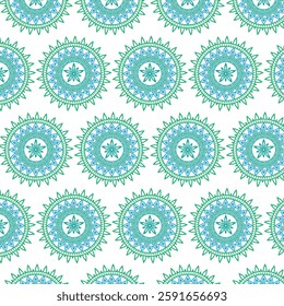 Bright Floral Pattern with Repeating Geometric Design