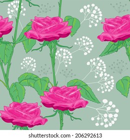 Bright floral pattern with roses