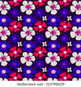 Patrón floral brillante. Textura en estilo doodle. Rosa, azul, gris y morado. Imprimir para impresión y decoración.