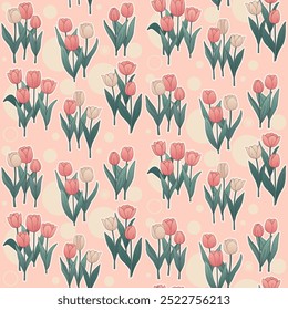 Padrão floral brilhante com padrão de tulipas