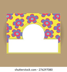 Bright floral rectangle vector card for wedding, invitation, greeting, anniversary, celebration, party, congratulation, compliments, business (flowers, daisy)