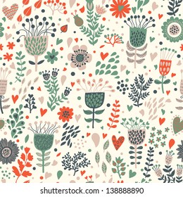 Bright floral romantic seamless pattern in vector. Seamless pattern can be used for wallpapers, pattern fills, web page backgrounds,surface textures. Gorgeous seamless floral background