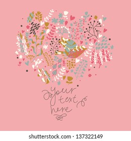 Bright floral Save the Date card in vector. Nice modern wedding invitation