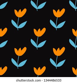 Bright floral seamless background with  simple pattern . Seamless  design for fabric, cover, banner, interior, children's clothing, print for packaging cosmetics, gift packaging