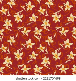 Bright floral seamless pattern. Botanical background made of cute wildflowers. Summer motif with simple flowers. Trendy flat fashion print. Daisies ornament for textile, fabric, surface design.