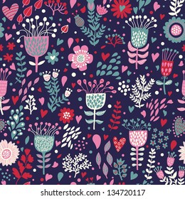 Bright floral seamless pattern. Seamless pattern can be used for wallpapers, pattern fills, web page backgrounds, surface textures. Gorgeous romantic seamless floral background