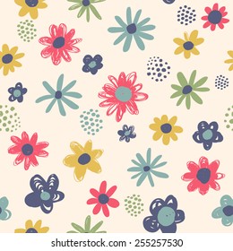 Bright floral seamless pattern. Seamless pattern can be used for wallpaper, pattern fills, web page backgrounds, surface textures. Gorgeous seamless floral background.