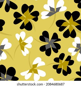 Patrón floral brillante sin costuras. Fondo botánico de flores silvestres. Motivo de verano con flores simples. Ilustración plana de moda. Adornamento para tejidos, tejidos, diseño de superficie.