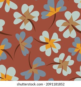 Bright floral seamless pattern. Ditsy botanical background made of wildflowers. Summer motif with simple flowers. Trendy flat illustration. Daisies ornament for textile, fabric, surface design.