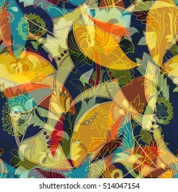 Bright floral seamless pattern. Fashion abstract style. Autumn floral background