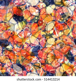 Bright floral seamless pattern. Fashion abstract style. Autumn floral background