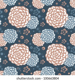 Bright Floral seamless pattern on dark background