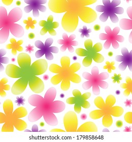 Bright floral seamless pattern on light background. Vector background. It can be used for decorating of invitations, cards, wallpaper, pattern fills, web page, surface textures and others.