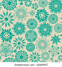 Bright floral seamless pattern, ornate flowers