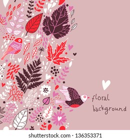 Bright floral seamless pattern in red colors. Seamless pattern can be used for wallpapers, pattern fills, web page backgrounds, surface textures.