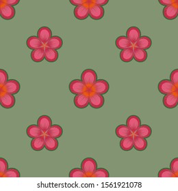 Bright floral seamless pattern. Repeat geometric botanical pattern with staggered flowers. Chess grid order. Vector illustration.