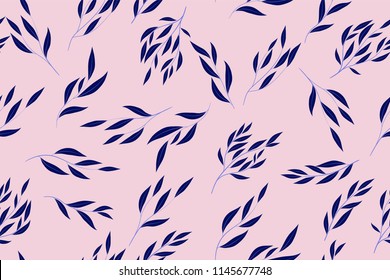 Bright Floral Seamless Pattern. Vector Eucalyptus Leaves and Beautiful Blossom Elements. Colorful Botanical Summer Background. Floral Seamless Pattern for Wedding Design, Print, Textile, Fabric, Paper