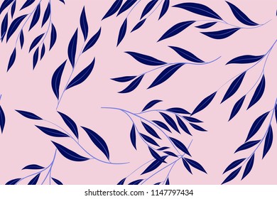 Bright Floral Seamless Pattern. Vector Eucalyptus Leaves and Beautiful Blossom Elements. Colorful Botanical Summer Background. Floral Seamless Pattern for Wedding Design, Print, Textile, Fabric, Paper