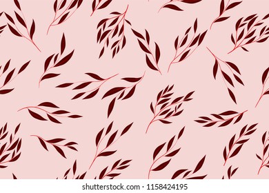 Bright Floral Seamless Pattern. Vector Eucalyptus Leaves and Beautiful Blossom Elements. Colorful Botanical Summer Background. Floral Seamless Pattern for Wedding Design, Print, Textile, Fabric, Paper
