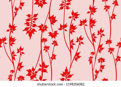 Bright Floral Seamless Pattern. Vector Eucalyptus Leaves and Beautiful Blossom Elements. Colorful Botanical Summer Background. Floral Seamless Pattern for Wedding Design, Print, Textile, Fabric, Paper