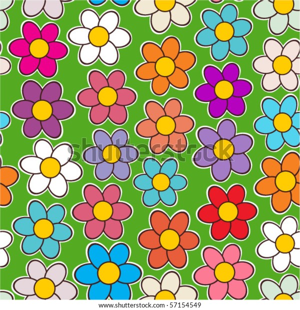 Bright Floral Seamless Texture Cartoon Flowers Stock Vector Royalty