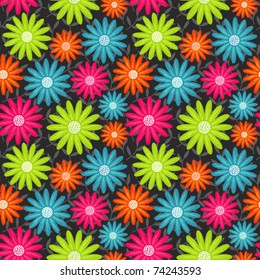 Bright floral seamless texture, endless pattern with flowers