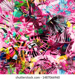 Bright floral seamless texture with stilized leaves. Abstract vector background for web page, banners backdrop, fabric, home decor, wrapping