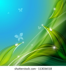 bright floral vector background with butterflies. Eps10